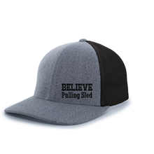 Load image into Gallery viewer, Believe Pulling Heather Trucker Hat - Believe Pulling Sled